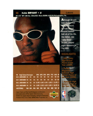 Kobe Bryant 1996 Upper Deck Hoops Dreams #58 Card