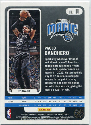 Paolo Banchero 2022 - 2023 Panini Chronicles Absolute RC #101