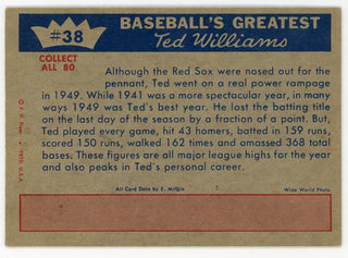 Ted Williams 1959 Fleer Baseball Card #38 1949 - Power Rampage