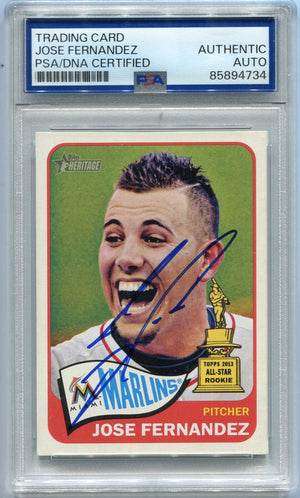 Jose Fernandez 2014 Topps Heritage Autographed Card #439 PSA/DNA Certified