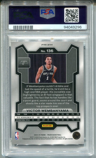 Victor Wembanyama 2023 Prizm #136 Fast Break PSA 9 Card