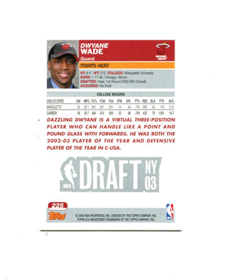 Dwyane Wade 2003 Topps Draft Pick #5 Rookie Card  #225