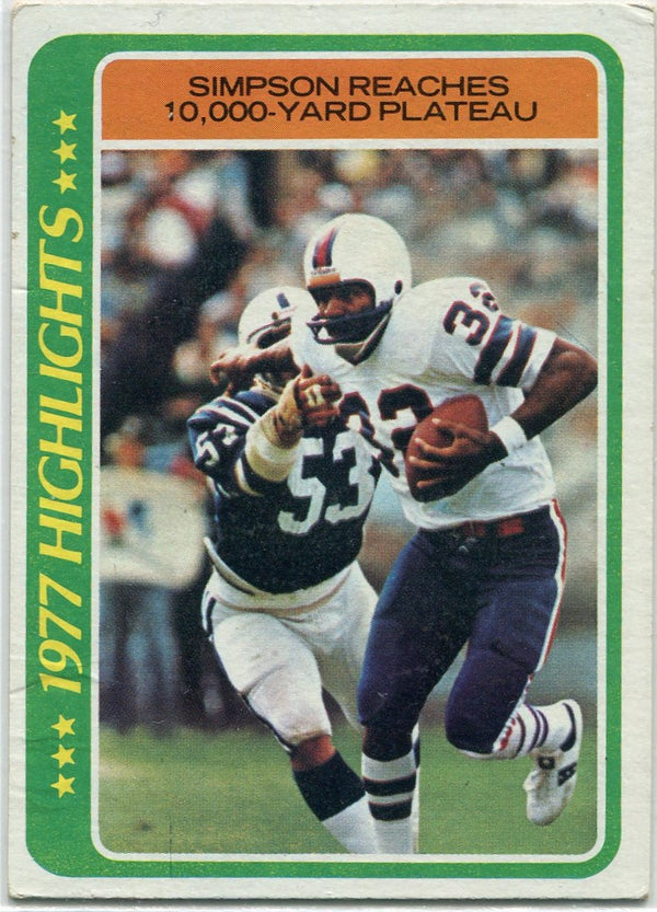 OJ Simpson 1978 Topps 1977 Highlights Card #4