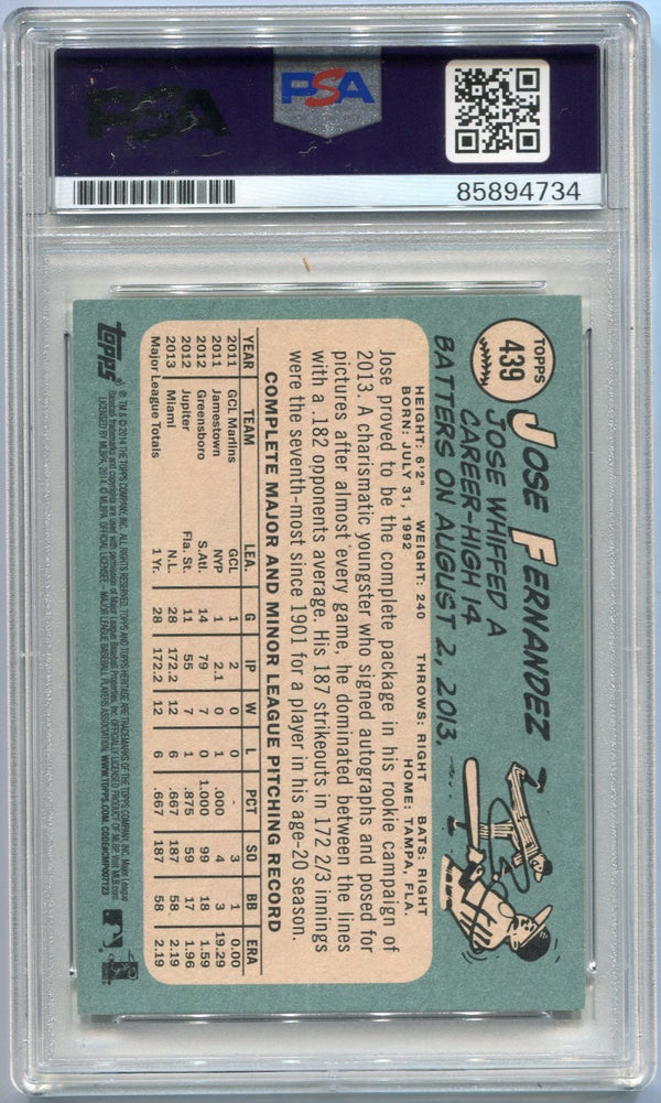 Jose Fernandez 2014 Topps Heritage Autographed Card #439 PSA/DNA Certified