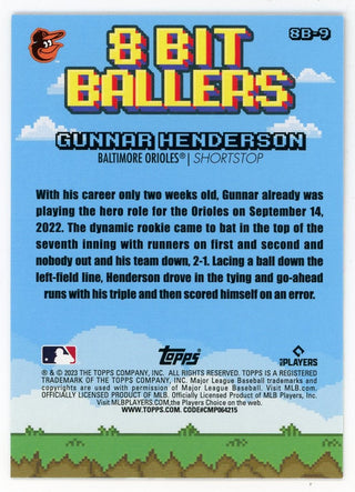 Gunnar Henderson 2023 Topps 8 Bit Ballers #8B-9 Card