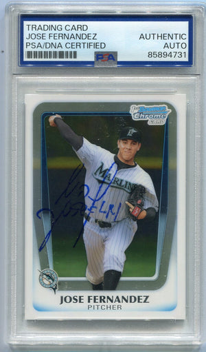 Jose Fernandez 2011 Bowman Draft Chrome Autographed RC #BDPP29 PSA/DNA Certified
