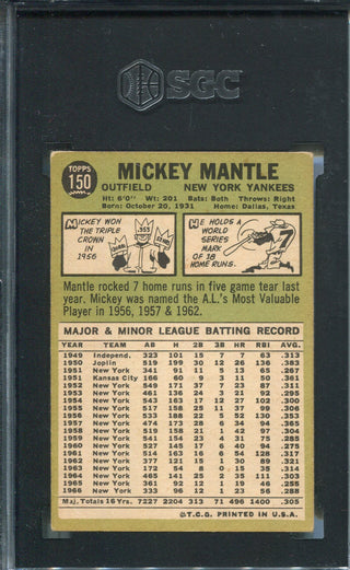 Mickey Mantle 1967 Topps Card #150 SGC 4