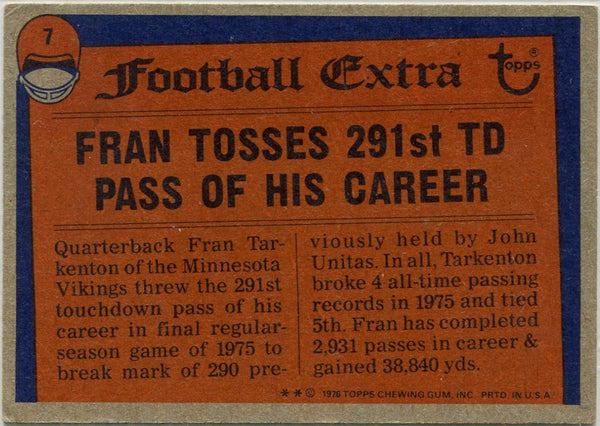 Fran Tarkenton 1976 Topps 1975 Record Breaker Card #7