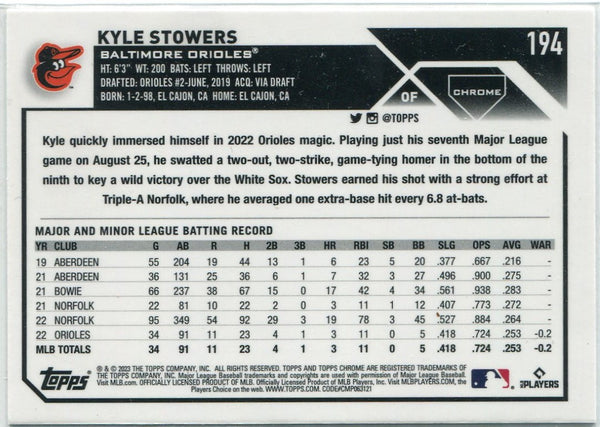 Kyle Stowers 2023 Topps Chrome RC #194