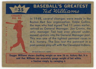 Ted Williams 1959 Fleer Baseball Card #35 1948- the Sox Miss The Pennant
