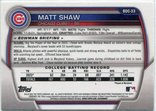 Matt Shaw 2023 Bowman Draft Chrome RC #BDC-33