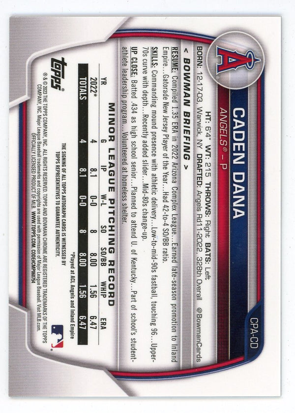 Caden Dana 2023 Topps 1st Bowman Chrome Autographed #CPA-CD