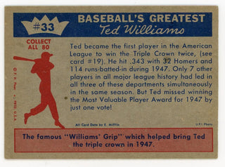 Ted Williams 1959 Fleer Baseball Card #33 1947 - Another Triple Crown For Ted