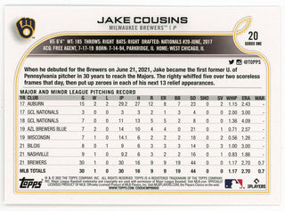 Jake Cousins 2022 Topps Series One #20 Card