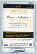 Johnny Bench 2012 Topps Tribute Patch Relic #RR-JB