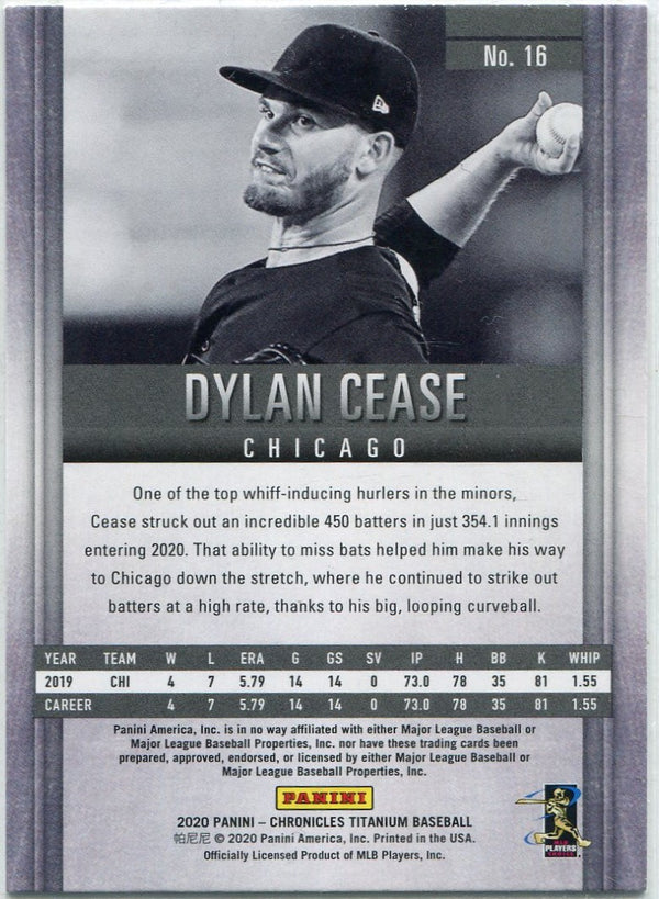 Dylan Cease 2020 Panini Chronicles Titanium RC #16