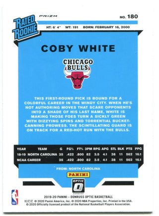Coby White 2019-20 Panini Optic Blue Rookie Card