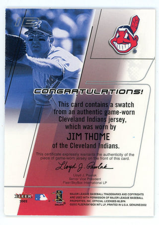 Jim Thome 2002 Fleer Names of the Game Patch Relic