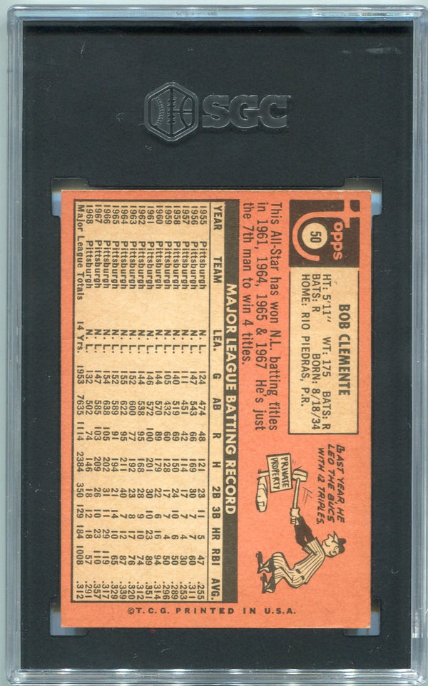 Bob Clemente 1969 Topps Card #50 SGC Graded 6