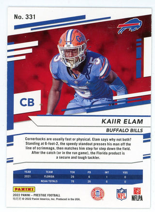 Kaiir Elam 2022 Panini Prestige Rookie Card #331