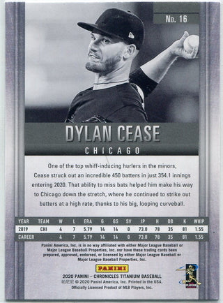 Dylan Cease 2020 Panini Chronicles Titanium Green Parallel RC #16