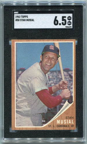 Stan Musial 1962 Topps Card #50 SGC Graded 6.5