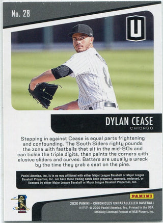 Dylan Cease 2020 Panini Chronicles Unparalleled RC #28