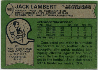 Jack Lambert Topps 1978 Card #165