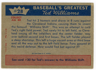 Ted Williams 1959 Fleer Baseball Card #28 July 14, 1946 - The Williams Shift