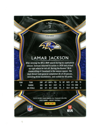 Lamar Jackson 2020 Panini Blue Select #3 Card 142/175