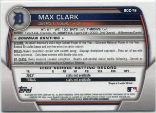Max Clark 2023 Bowman Draft Chrome RC #BDC-76