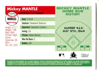 Mickey Mantle 2007 Topps #MHR423 Card