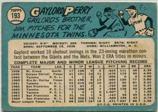 Gaylord Perry 1965 Topps Card #193