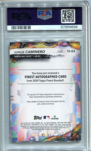 Junior Caminero 2024 Topps Finest #FAJCA Auto-Purple Refractor PSA 10 Card