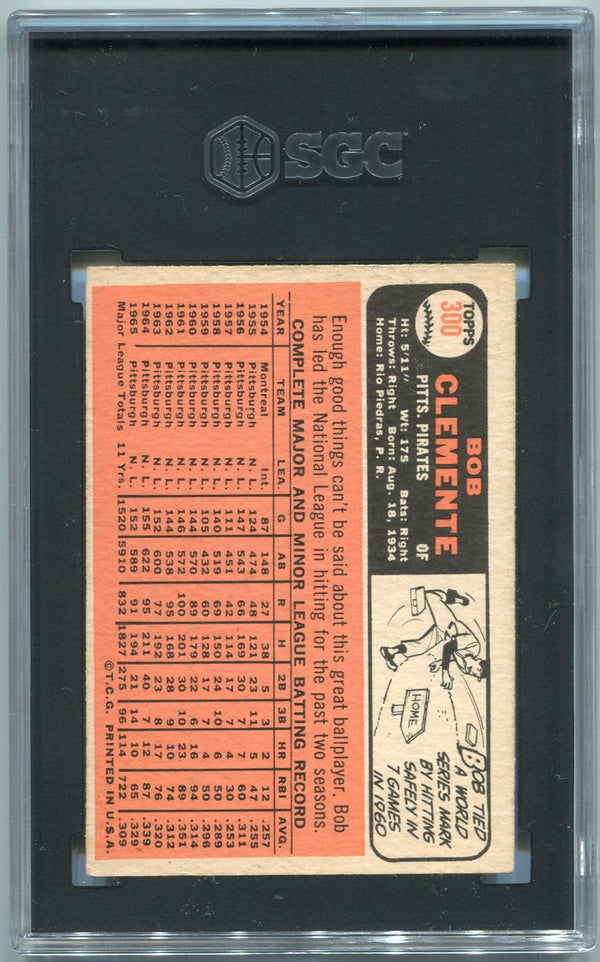 Bob Clemente 1966 Topps Card #300 SGC Graded 5
