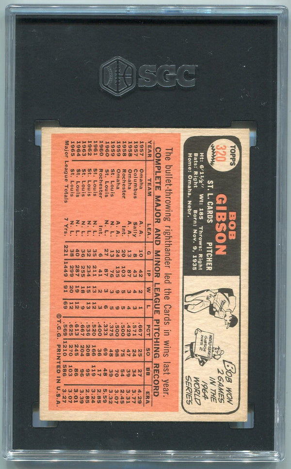Bob Gibson 1966 Topps Card #320 SGC Graded 6.5
