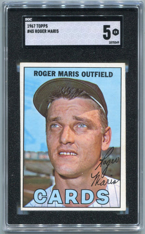 Roger Maris 1967 Topps Card #45 SGC Graded 5