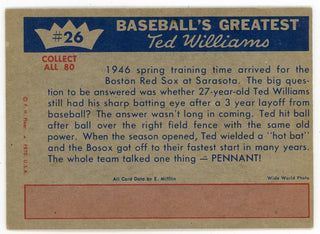 Ted Williams 1959 Fleer Baseball Card #26 1946 - Off To A Flying Start