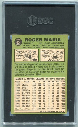 Roger Maris 1967 Topps Card #45 SGC Graded 5