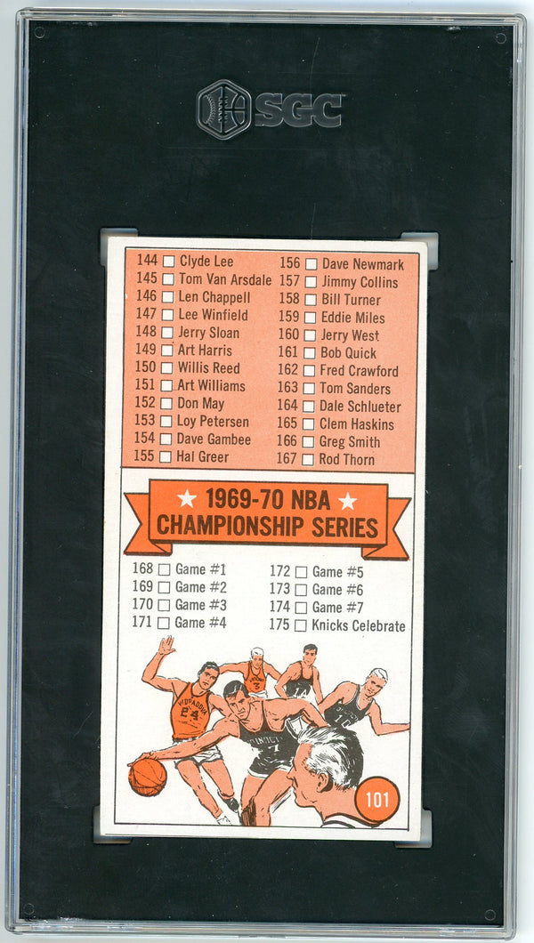 1970-71 Topps In Black Checklist #101 SGC 5.5