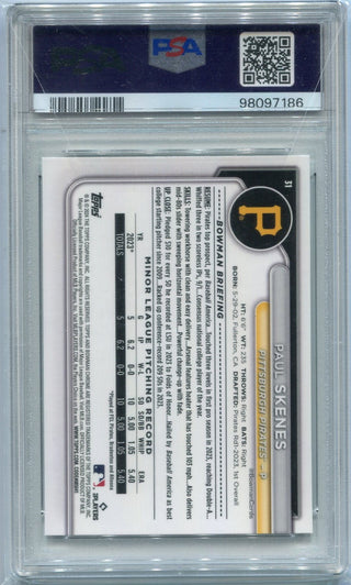 Paul Skenes 2024 Bowman Chrome RC #31 PSA Graded 9