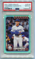 Yoshinobu Yamamoto 2024 Topps Update Aqua Parallel RC #US149 PSA Graded 10