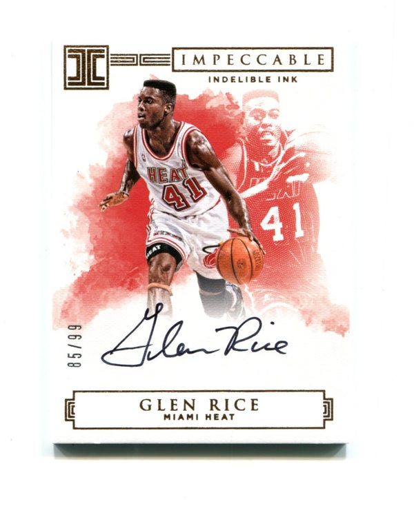 Glen Rice 2017 Panini Impeccable Autographed Indelible Ink #II-GR Card 85/99