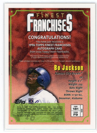 Bo Jackson 2023 Topps Finest Franchises Autographed Card #181