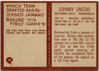 Johnny Unitas 1967 Philadelphia Card #23