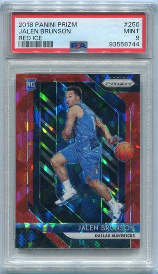 Jalen Brunson 2018 - 2019 Panini Prizm Red Cracked Ice RC PSA Graded 9