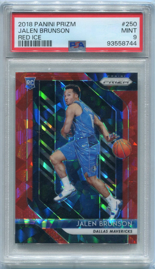 Jalen Brunson 2018 - 2019 Panini Prizm Red Cracked Ice RC PSA Graded 9