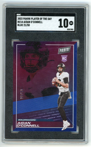 Aidan O'Connell 2023 Panini Player of the Day #RC14 Blue /50 SGC 10