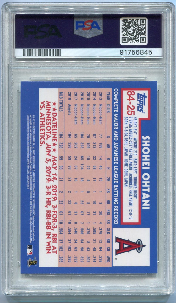 Shohei Ohtani 2019 Topps Update RC #84-25 PSA Graded 9