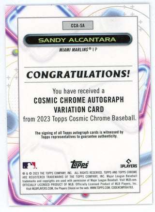 Sandy Alcantara 2023 Topps Cosmic Chrome Autographed Card #CCA-SA